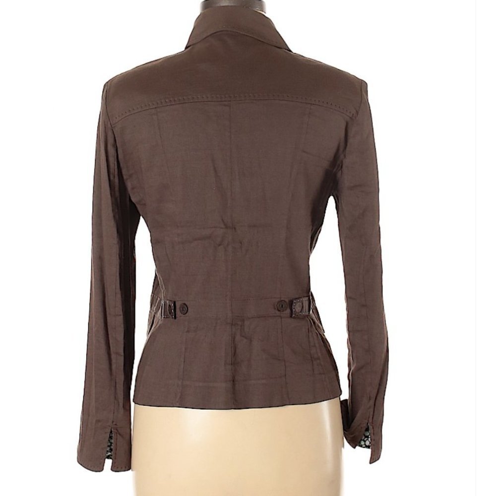 Elie Tahari brown linen blend blazer. Medium (US). - Picture 3 of 9